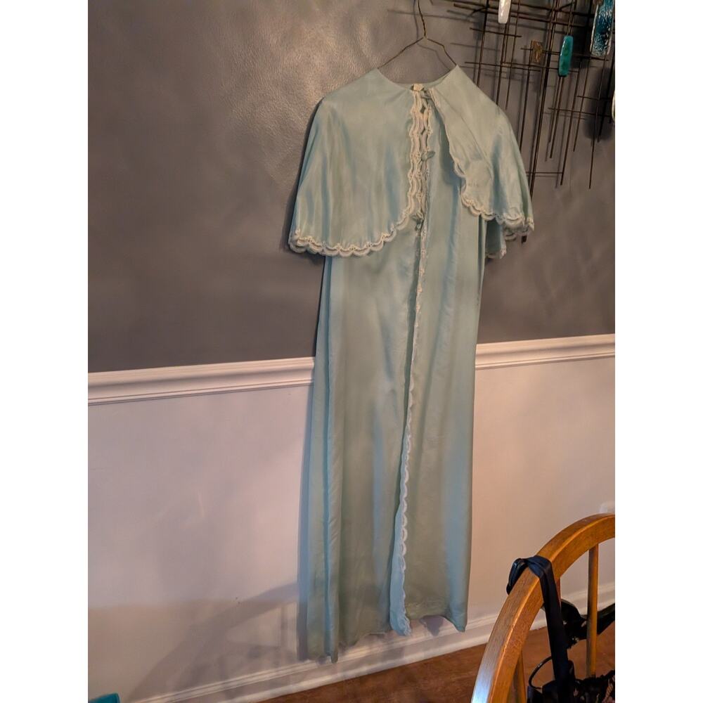 Vintage Eyeful Ruth Flaum Sheer Blue Nylon Silk Polyester Nightgown